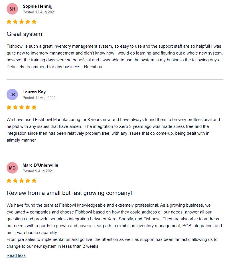 Fishbowl Inventory Xero reviews